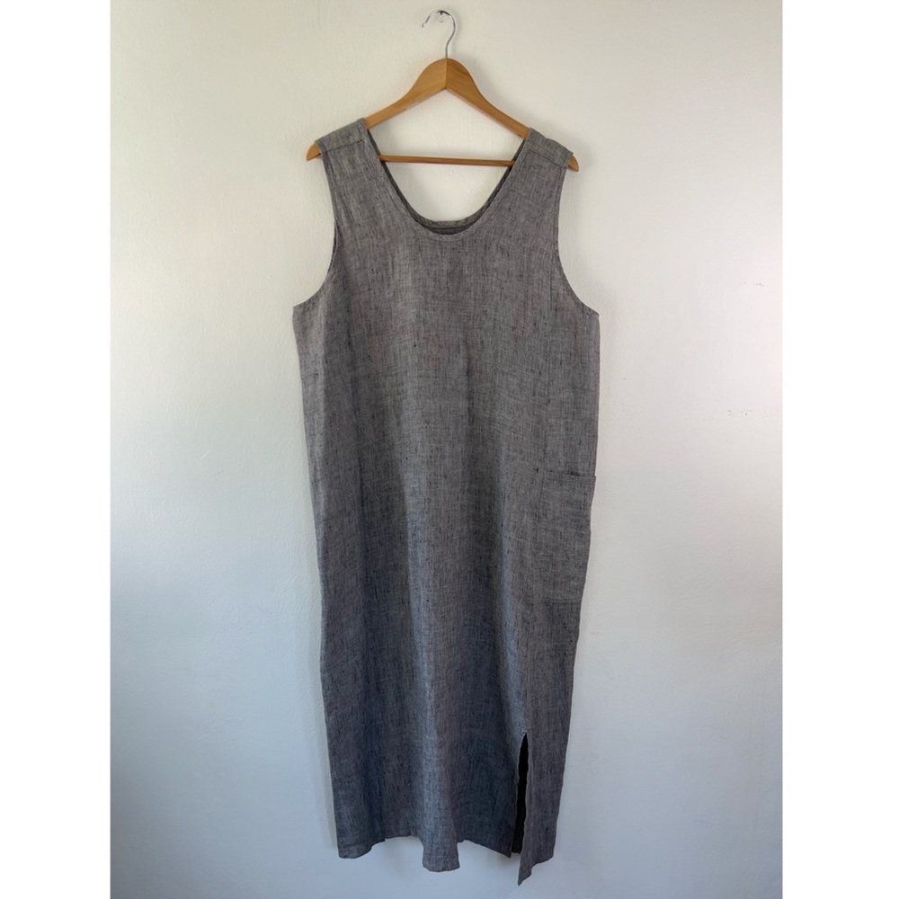 FLAX Sleeveless Gray Linen Maxi Dress